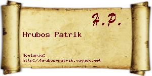 Hrubos Patrik névjegykártya